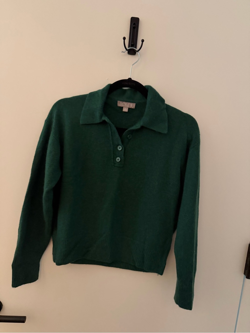 J. Crew Dark Green Collared Knit Pullover